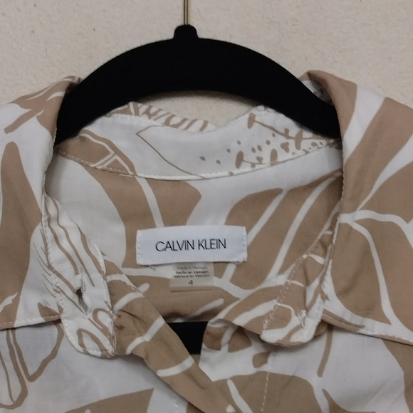Calvin Klein Collared Dress Tie Waist Button Front - Picture 7 of 9